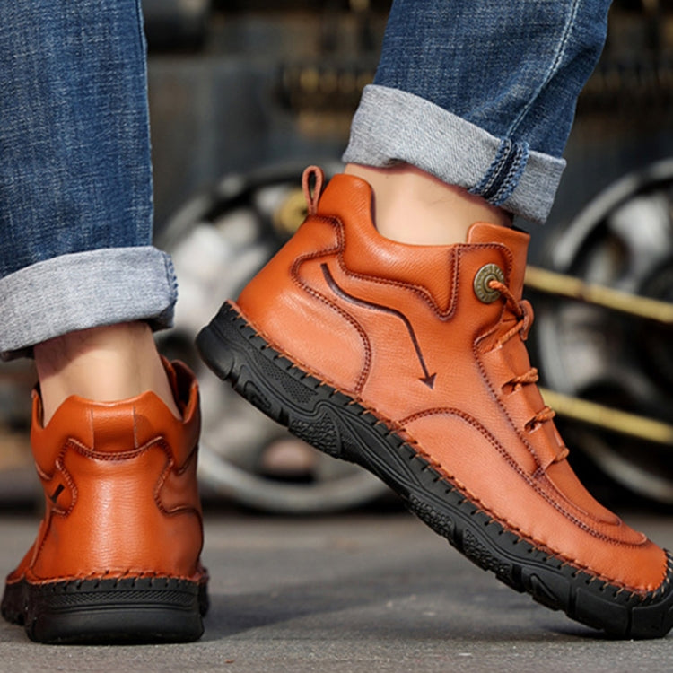 ac007 Autumn And Winter Men Martin Boots Leather High-Top Outdoor Warm Shoes, Size: 39