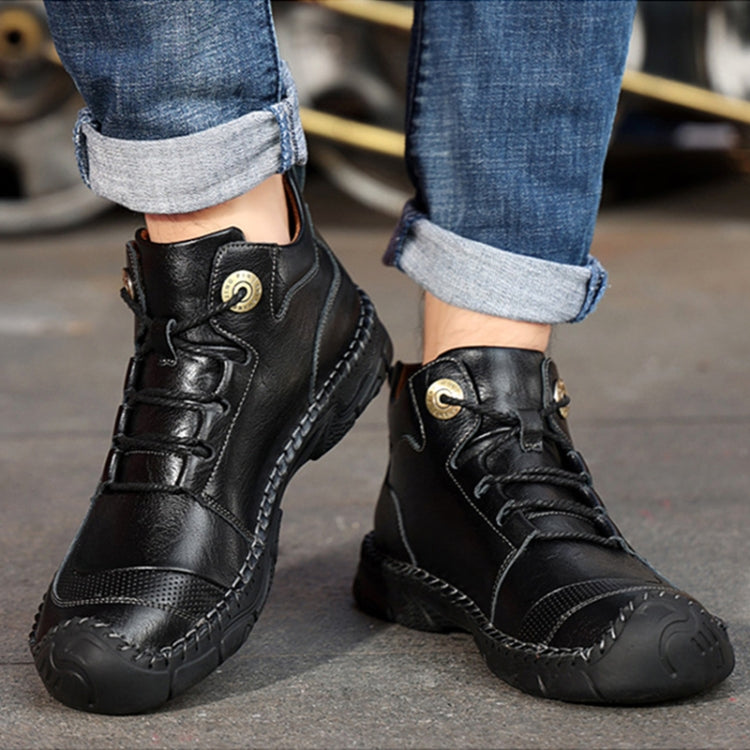ac007 Autumn And Winter Men Martin Boots Leather High-Top Outdoor Warm Shoes, Size: 46