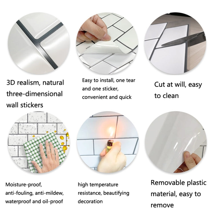 2 PCS 3D Crystal Epoxy Self-Adhesive Wall Sticker Bathroom Simulation Tile Sticker