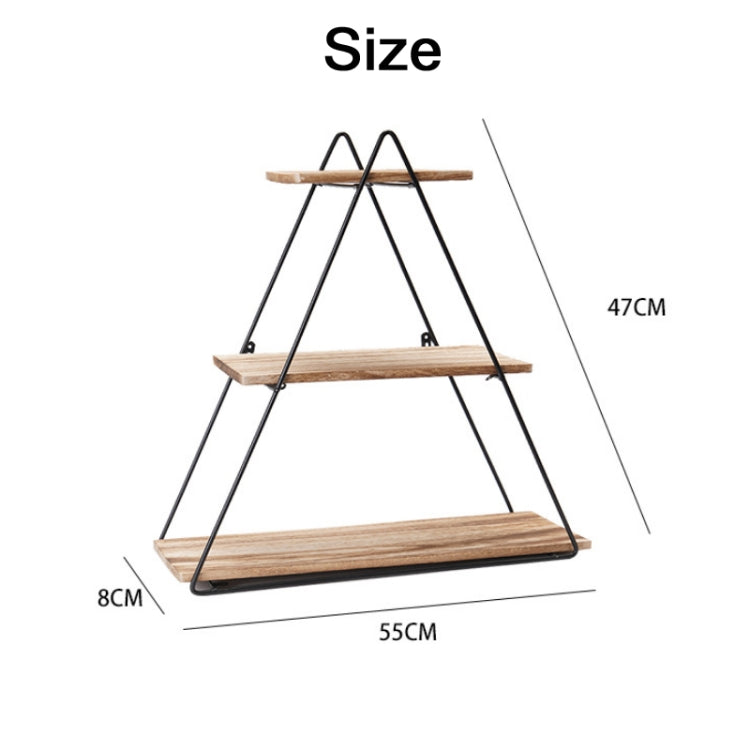 Bedroom Study Room Wall-Mounted Triangle Rack Cosmetic Storage Rack, Specification: 8x55x47cm(Wood Color)