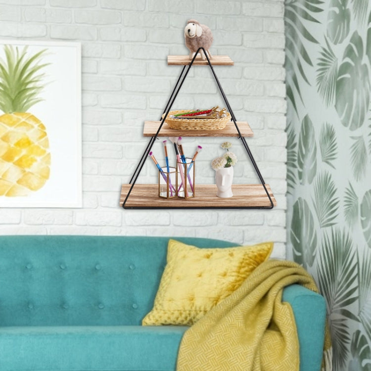 Bedroom Study Room Wall-Mounted Triangle Rack Cosmetic Storage Rack, Specification: 8x55x47cm(Wood Color)