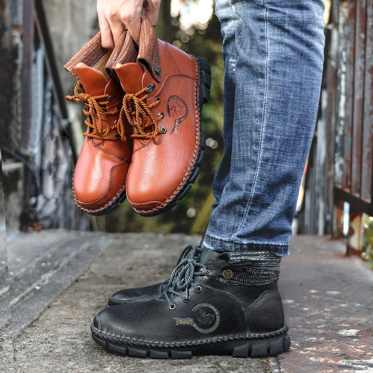 AS829 Autumn And Winter Men Martin Boots Casual High-Top Leather Shoes, Size: 40