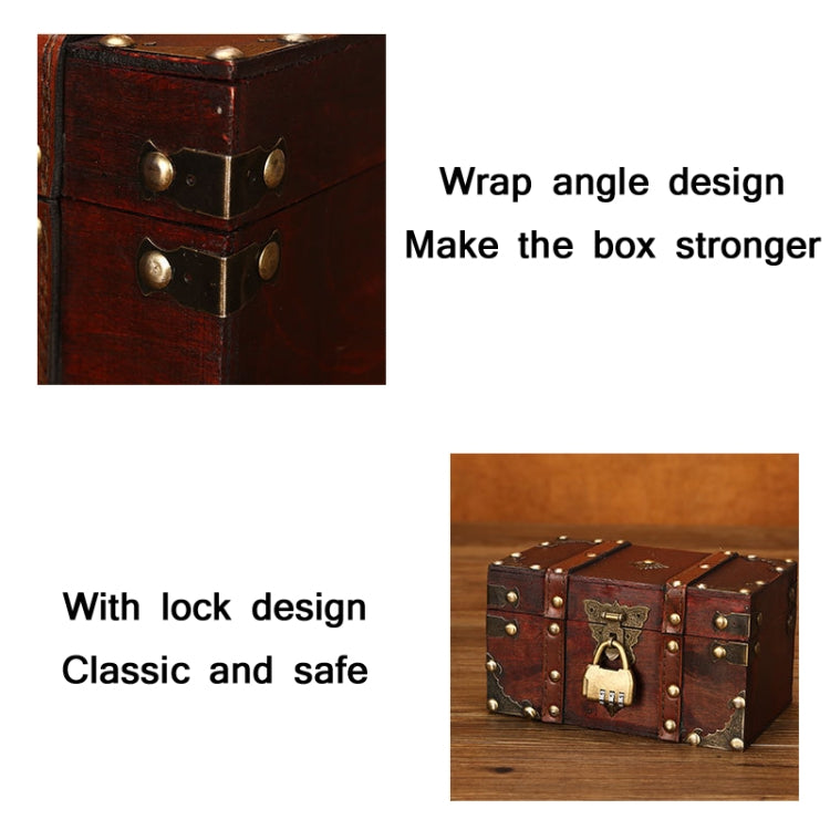 Wooden Square Vintage Jewelry Storage Box Indoor Shooting Props,Specificationï¼š 6266 Small