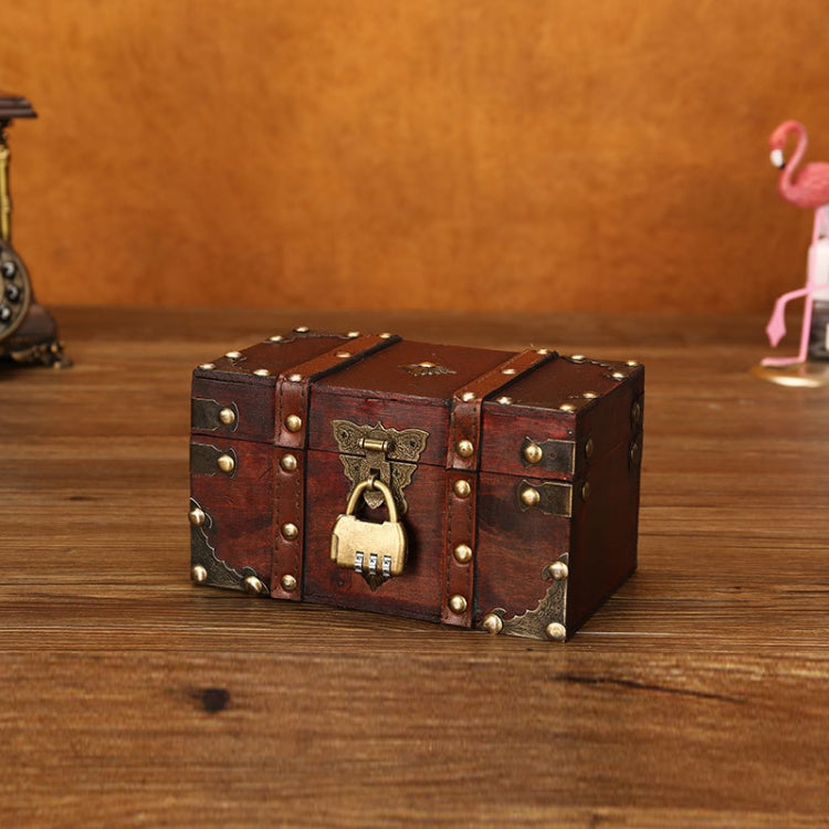 Wooden Square Vintage Jewelry Storage Box Indoor Shooting Props,Specificationï¼š Small With Retro Three-digit Lock