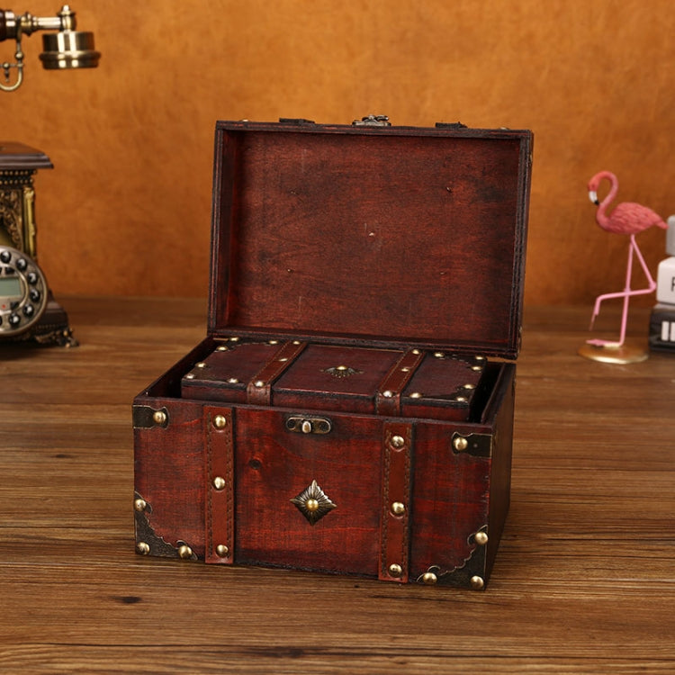 Wooden Square Vintage Jewelry Storage Box Indoor Shooting Props,Specificationï¼š Large With Retro Three-digit Lock