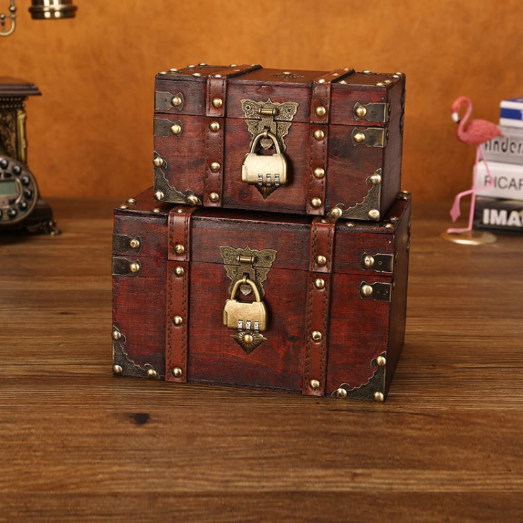 Wooden Square Vintage Jewelry Storage Box Indoor Shooting Props,Specificationï¼š Set With Retro Three-digit Lock
