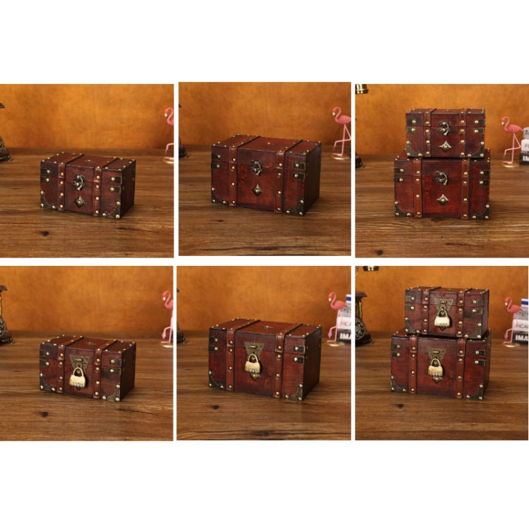 Wooden Square Vintage Jewelry Storage Box Indoor Shooting Props,Specificationï¼š Set With Retro Three-digit Lock