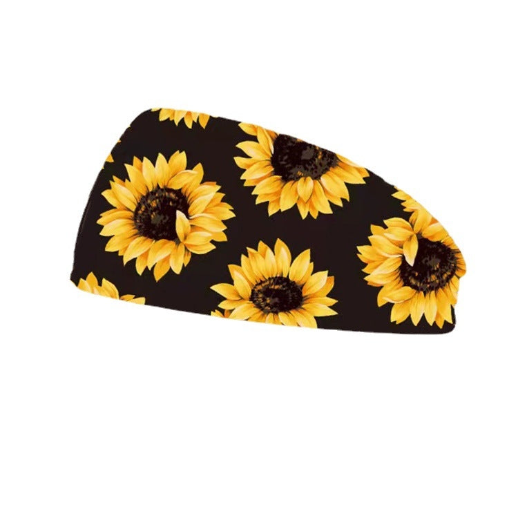 3 PCS Printing Elastic Polyester Cloth Women Headband Sports Sweat Wide Version Bundle Belt, Size: One Size