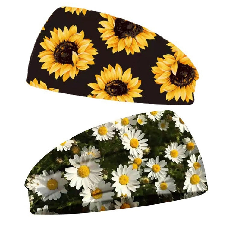 3 PCS Printing Elastic Polyester Cloth Women Headband Sports Sweat Wide Version Bundle Belt, Size: One Size