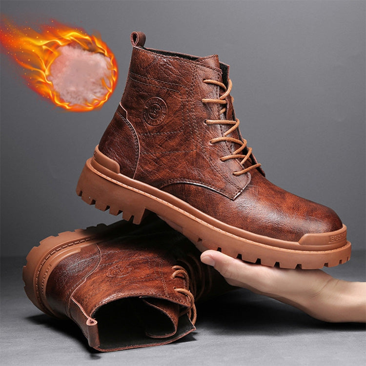 AS9268 Autumn And Winter High-Top Man Martin Boots Leather Warm Men Shoes, Size: 39