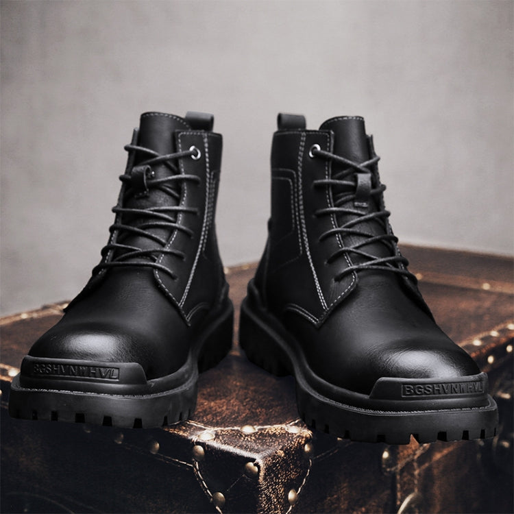 AS9268 Autumn And Winter High-Top Man Martin Boots Leather Warm Men Shoes, Size: 41