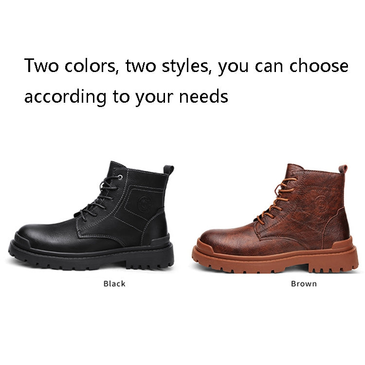 AS9268 Autumn And Winter High-Top Man Martin Boots Leather Warm Men Shoes, Size: 41