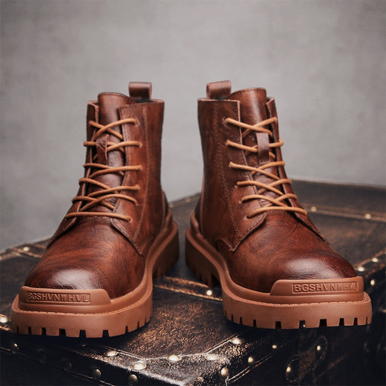 AS9268 Autumn And Winter High-Top Man Martin Boots Leather Warm Men Shoes, Size: 43