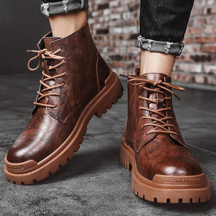 AS9268 Autumn And Winter High-Top Man Martin Boots Leather Warm Men Shoes, Size: 44