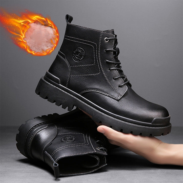 AS9268 Autumn And Winter High-Top Man Martin Boots Leather Warm Men Shoes, Size: 46