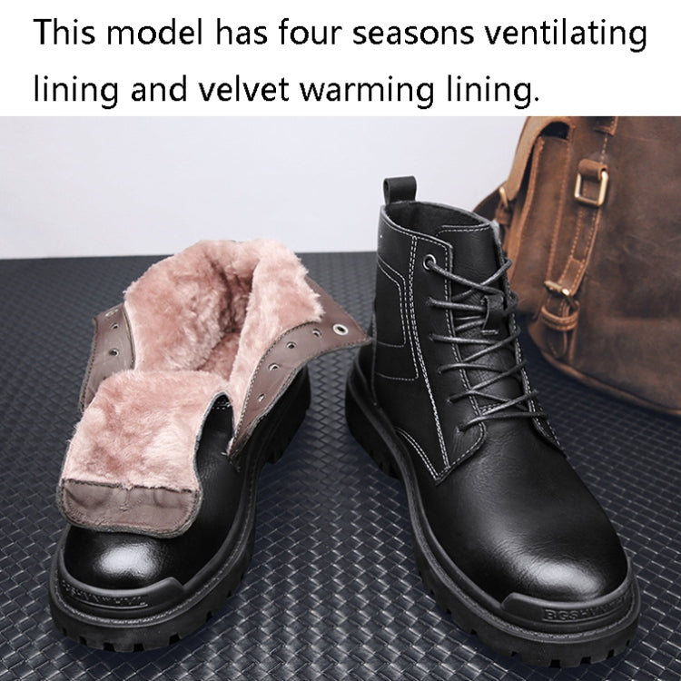 AS9268 Autumn And Winter High-Top Man Martin Boots Leather Warm Men Shoes, Size: 46