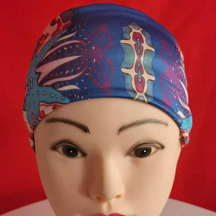 3 PCS Print Elastic Polyester Women Headband Sports Sweat Wide Version Bundle Belt
