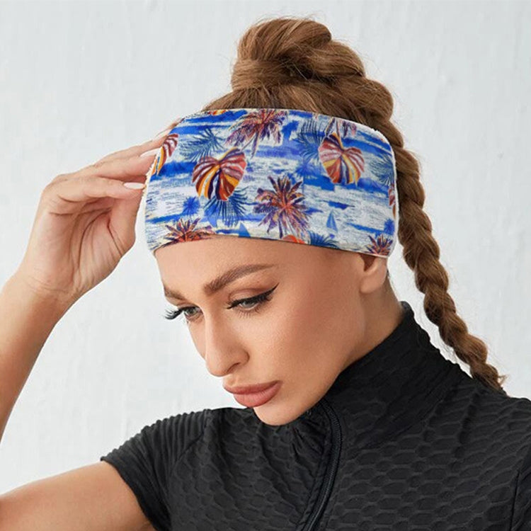 3 PCS Print Elastic Polyester Women Headband Sports Sweat Wide Version Bundle Belt