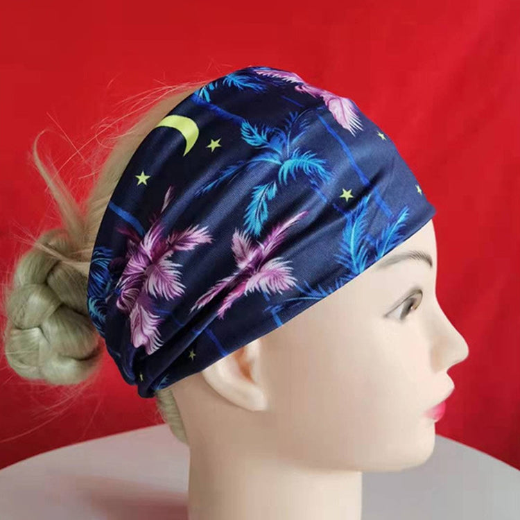 3 PCS Print Elastic Polyester Women Headband Sports Sweat Wide Version Bundle Belt