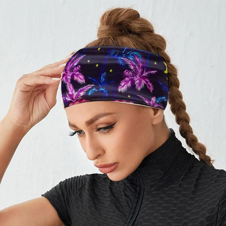 3 PCS Print Elastic Polyester Women Headband Sports Sweat Wide Version Bundle Belt