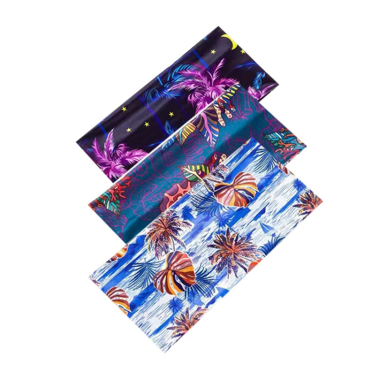 3 PCS Print Elastic Polyester Women Headband Sports Sweat Wide Version Bundle Belt