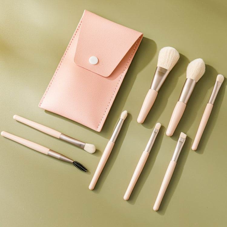 8-in-1 Mini Wooden Handle Makeup Brush Set Portable Loose Powder Brush