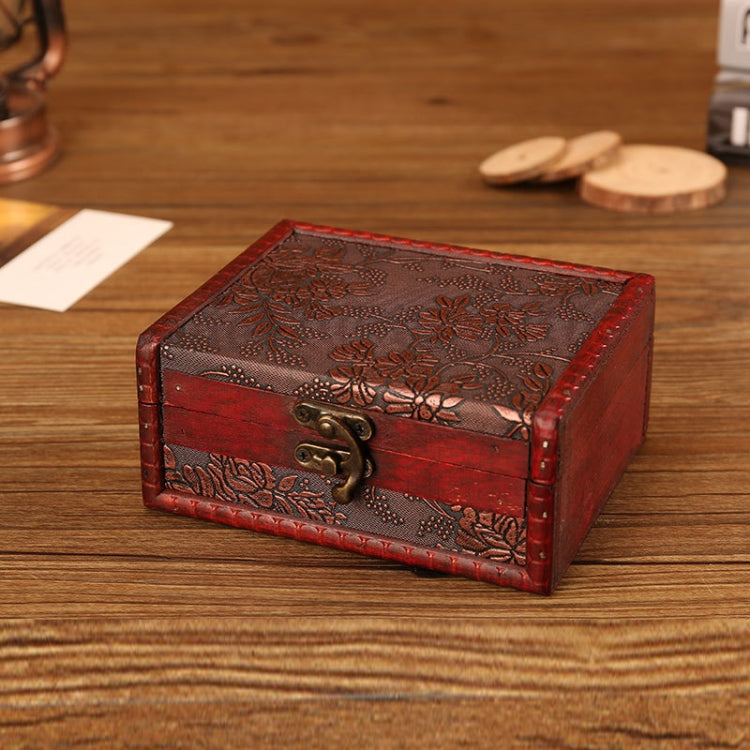 Wooden Vintage Jewelry Box Sorage And Shooting Props, Size: 14.5x11.5x6.5cm