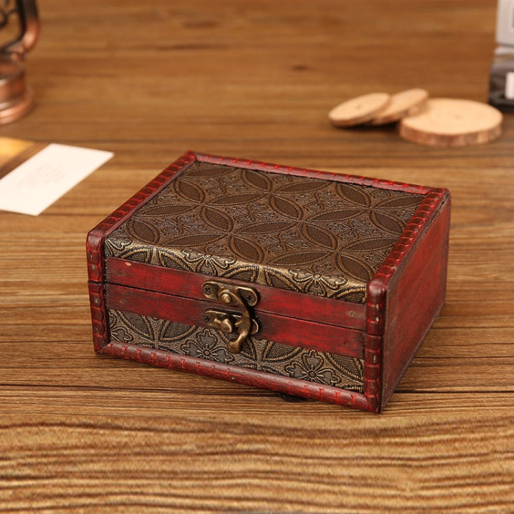 Wooden Vintage Jewelry Box Sorage And Shooting Props, Size: 14.5x11.5x6.5cm