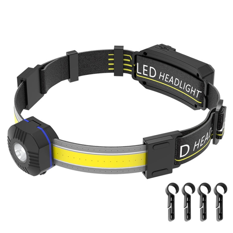 TG-TD148 USB Charging Light Big Floodlight COB Headlights Outdoor Wilderness Headed Soft Light Patch Headlights, Style: LED + COB Light Strip Headlight+4 Buckles