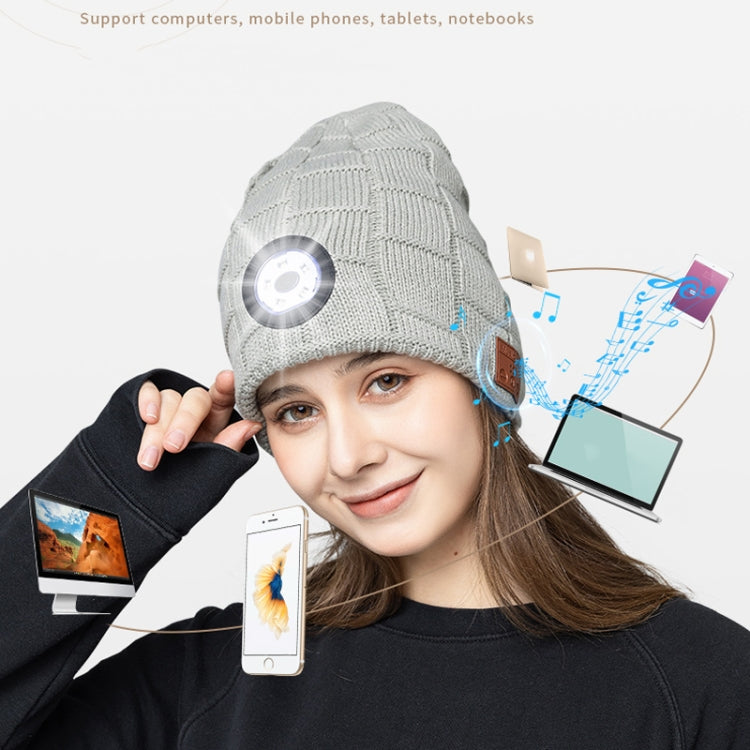 RG5-BL Bluetooth LED Lighting Music Knit Hat Plus Velvet Night Running Lamp Hat