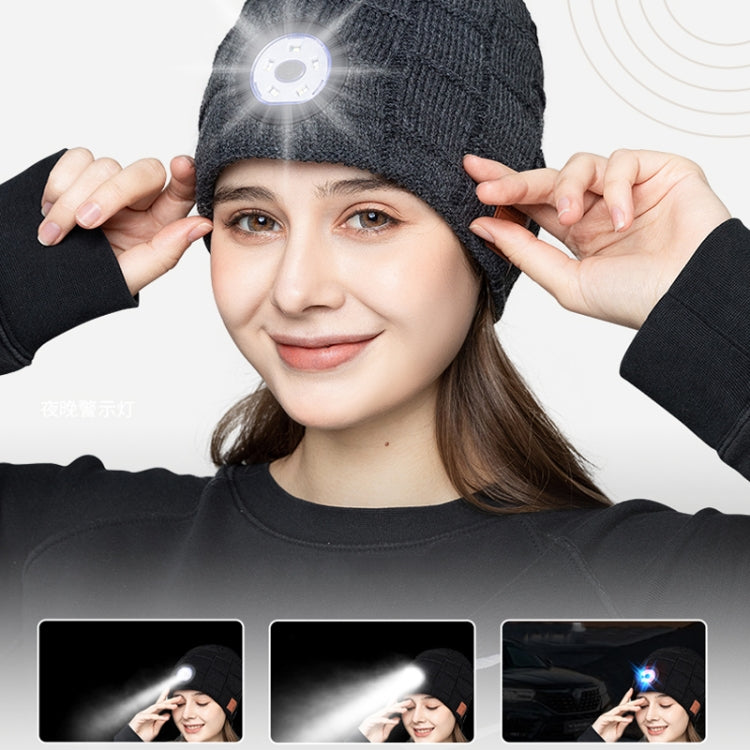 RG5-BL Bluetooth LED Lighting Music Knit Hat Plus Velvet Night Running Lamp Hat