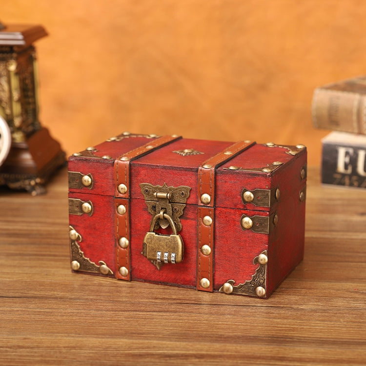 Antique Square Jewelry Storage Box Film And Television Props Wooden Boxï¼ŒSpecificationï¼š Small With Retro Three-digit Lock