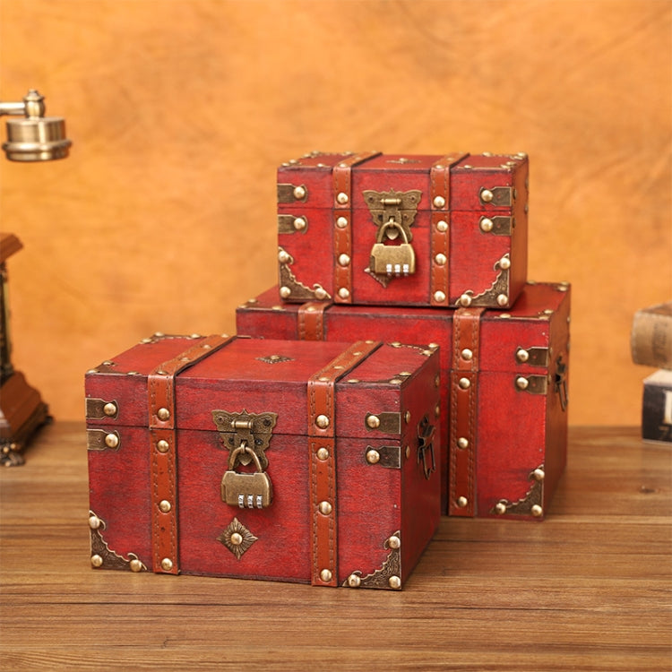 Antique Square Jewelry Storage Box Film And Television Props Wooden Boxï¼ŒSpecificationï¼š Small With Retro Three-digit Lock