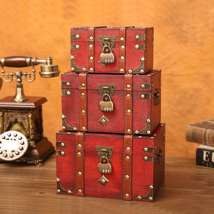 Antique Square Jewelry Storage Box Film And Television Props Wooden Boxï¼ŒSpecificationï¼š Small With Retro Three-digit Lock