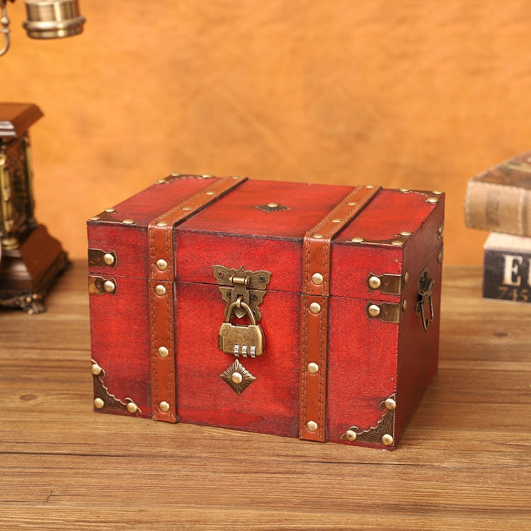 Antique Square Jewelry Storage Box Film And Television Props Wooden Boxï¼ŒSpecificationï¼š Large Retro Three-digit Lock