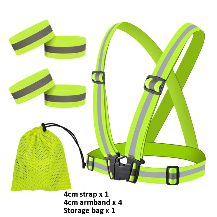 Reflective Elastic Band Suit Night Running Construction Site Traffic Safety Reflective Equipment,Style: 1 Strap+4 Arm Strap+Storage Bag