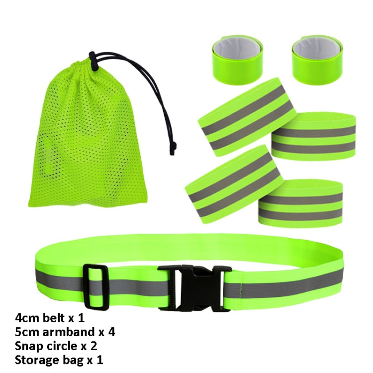 Reflective Elastic Band Suit Night Running Construction Site Traffic Safety Reflective Equipment,Style: 1 Belt+4 Arm Strap+2 Snap Circle+ Storage Bag