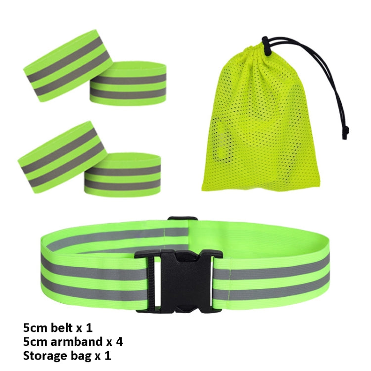 Reflective Elastic Band Suit Night Running Construction Site Traffic Safety Reflective Equipment,Style: 1 Belt+4 Arm Strap+Storage Bag