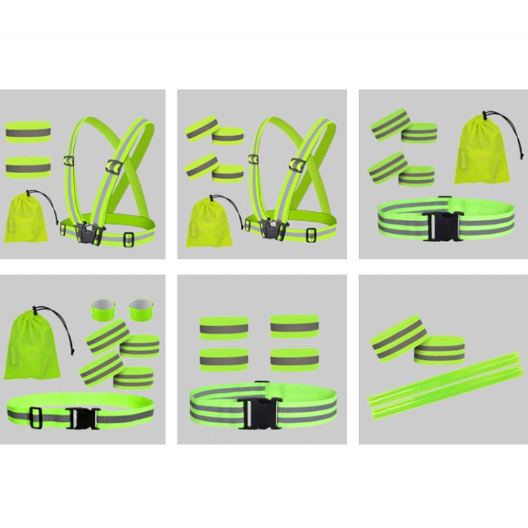 Reflective Elastic Band Suit Night Running Construction Site Traffic Safety Reflective Equipment,Style: 1 Belt+4 Arm Strap+Storage Bag