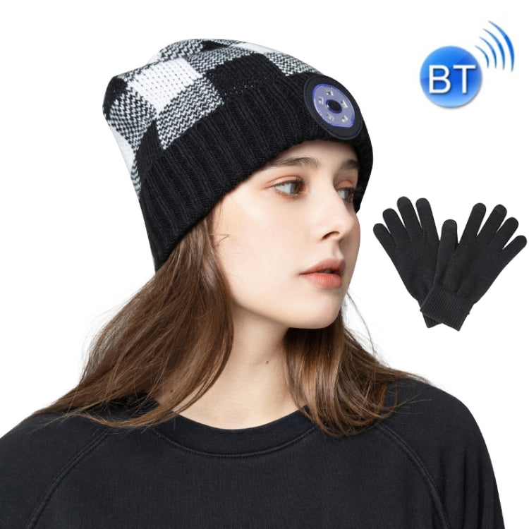 M3-BL Bluetooth Music Headset Cap Double Ear Stereo LED Lighting Warning Knit Hat