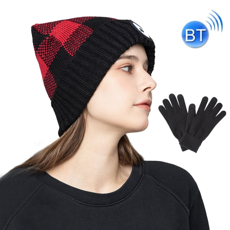 M3-BL Bluetooth Music Headset Cap Double Ear Stereo LED Lighting Warning Knit Hat