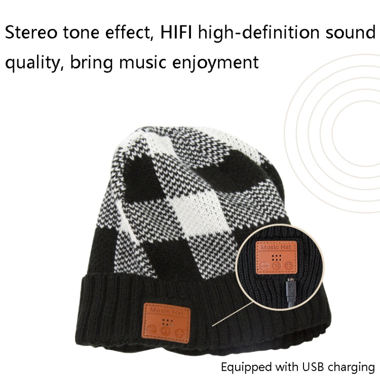 M3-BL Bluetooth Music Headset Cap Double Ear Stereo LED Lighting Warning Knit Hat