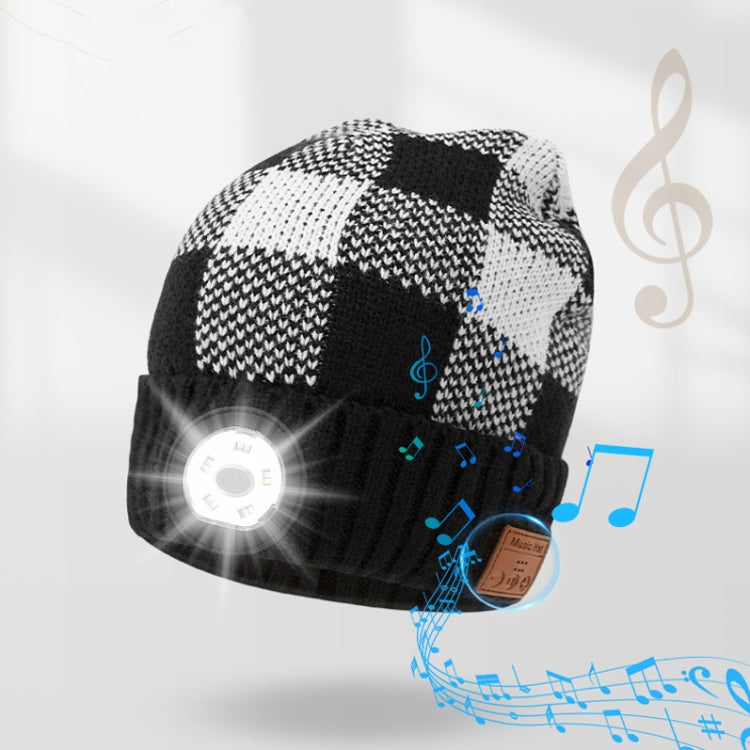 M3-BL Bluetooth Music Headset Cap Double Ear Stereo LED Lighting Warning Knit Hat