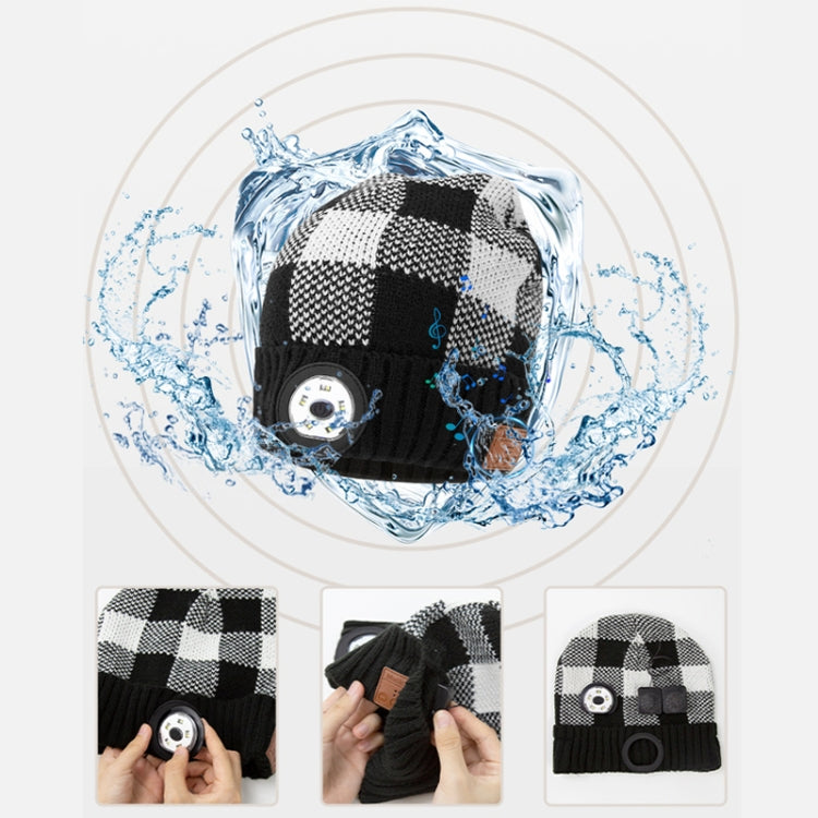 M3-BL Bluetooth Music Headset Cap Double Ear Stereo LED Lighting Warning Knit Hat