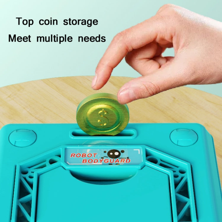 Children Cartoon Simulation Human Face Fingerprint Music Chinese British Switch Piggy Bank, Specificationï¼š Battery (Blue)