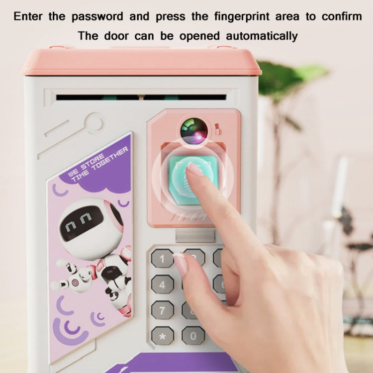 Children Cartoon Simulation Human Face Fingerprint Music Chinese British Switch Piggy Bank, Specificationï¼š Battery (Blue)