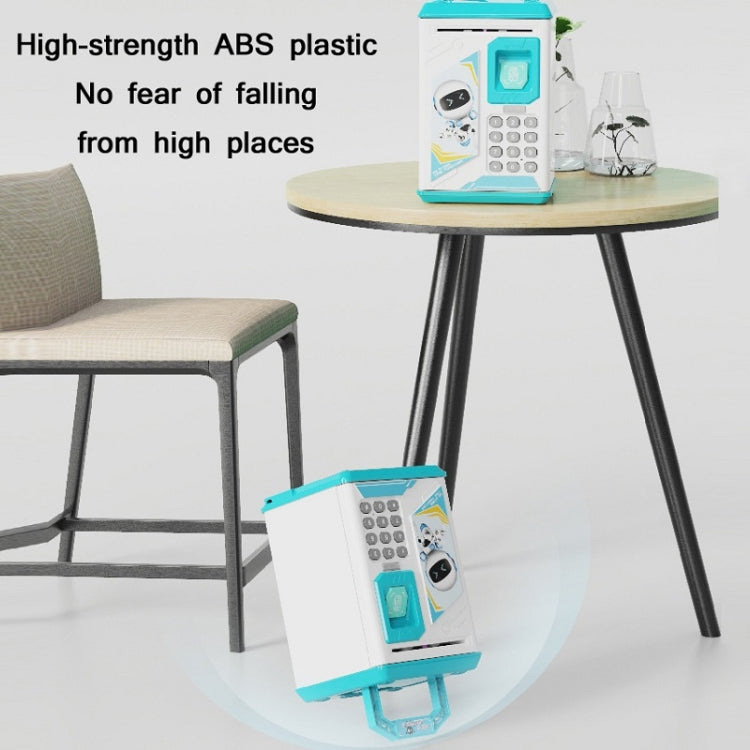 Children Cartoon Simulation Human Face Fingerprint Music Chinese British Switch Piggy Bank, Specificationï¼š Battery (Blue)