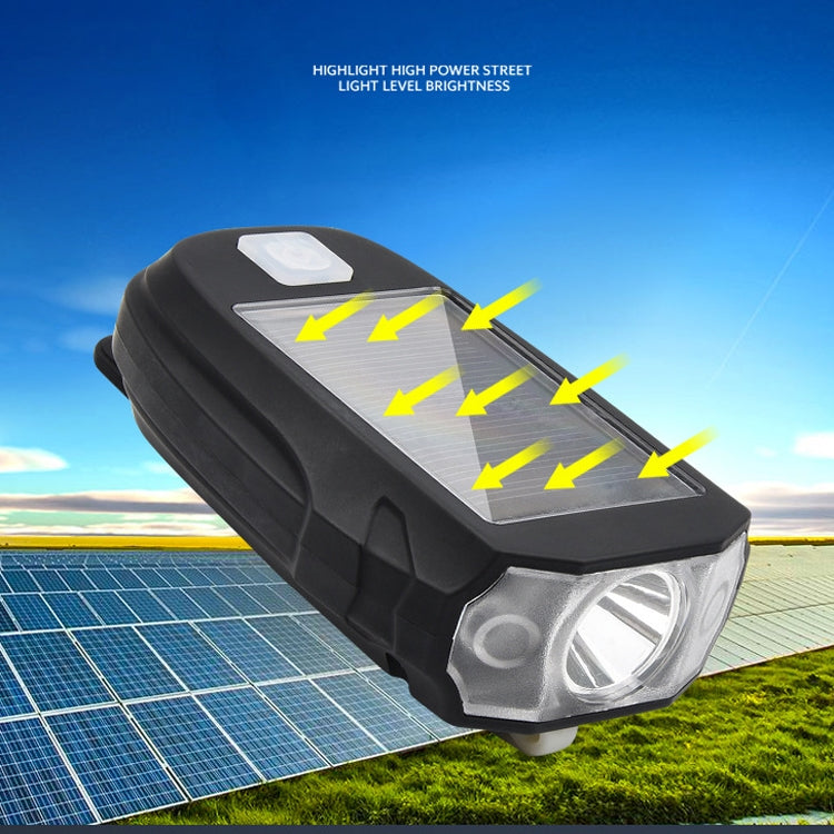 Solar Charging Bicycle Front Light Mountain Bike Riding High Bright Night Warning Bicycle Headlights( T6 Lamp Beads)