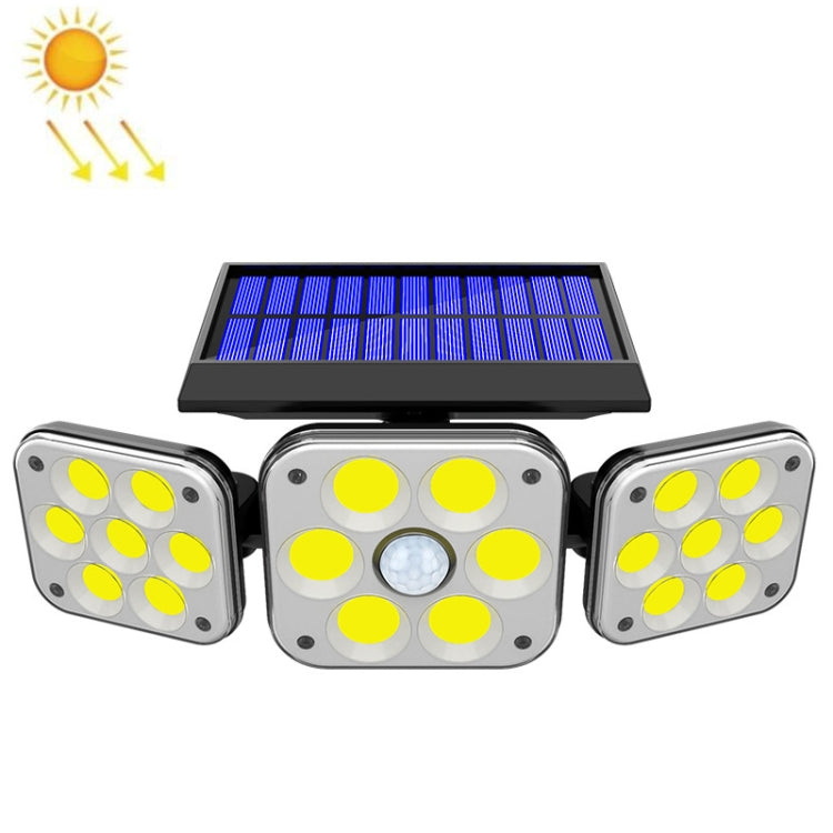 132 COB Solar 3-Head Rotatable Wall Lights Human Sense Outdoor Waterproof Garden Street Light