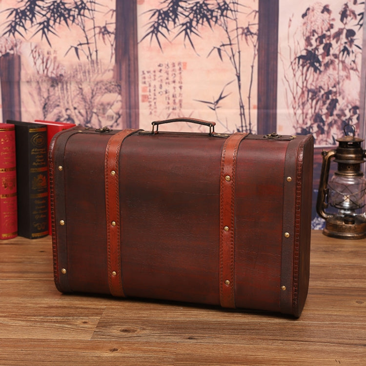 Wooden Portable Certificate Sundries Storage Box Photo Studio Shooting Propsï¼ŒSpecificationï¼š 1613-03 Red Leather Large
